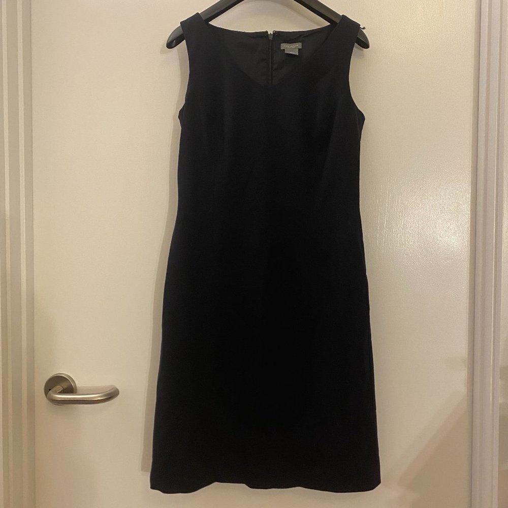 ANN TAYLOR 0P XS Petite Wool Sheath Suiting Dress in Black, Fully Lined